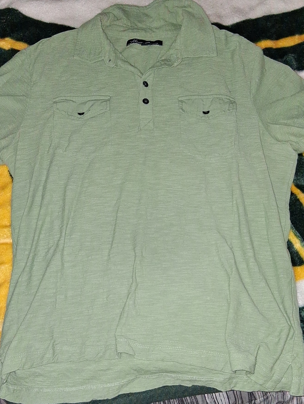 Kenneth Cole Light Green Men’s Polo with Chest Pockets